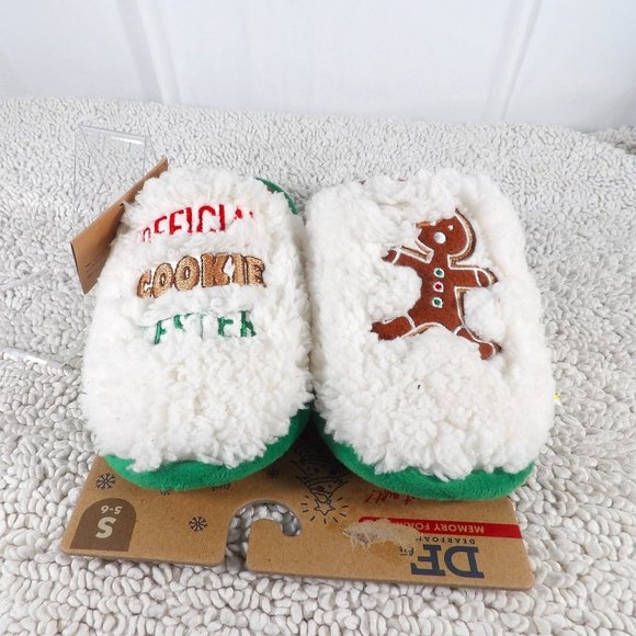 DearFoam Holiday "Official Cookie Tester "Memory Foam Slippers Size S 5-6 - Picture 1 of 9